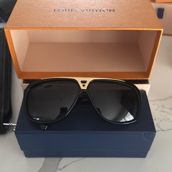 Louis Vuitton Black and Gold Aviator Sunglasses - Picture 1 of 3